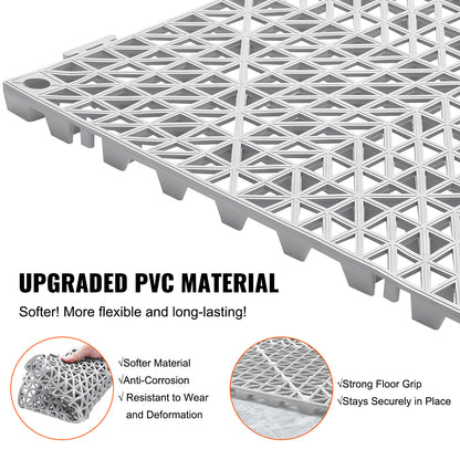 Modulaire Drainagematten – Drainage Tegels – Antislip Matten – Waterafvoer Vloermatten – PVC Legplaten – 50 Stuks 30x30 cm – Duurzaam en Eenvoudig Koppelbaar – Grijs