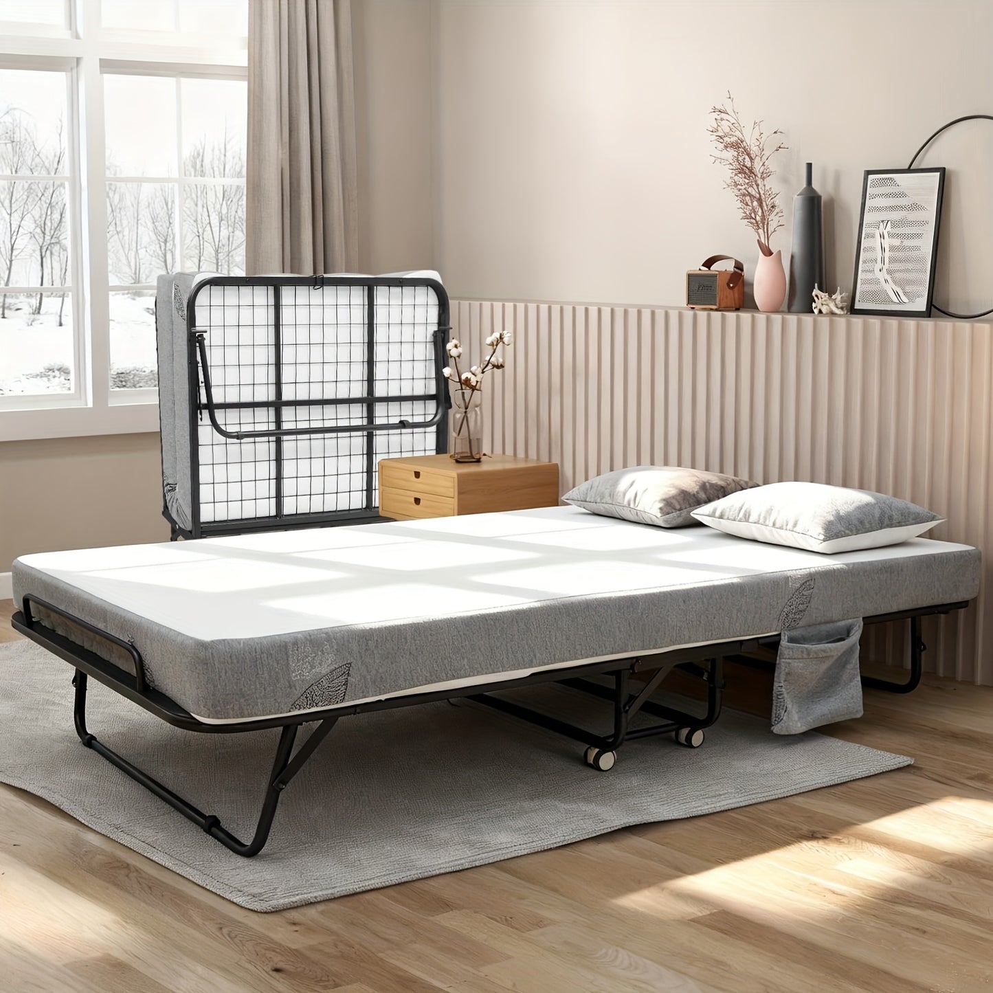 Klapbed – Opklapbed – Vouwbed – Logeerbed – Plooibed – Stevig Stalen Frame – 5 Inch Traagschuimmatras