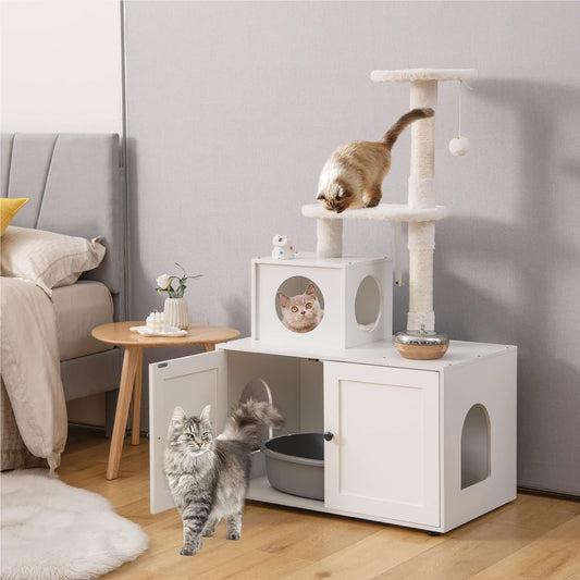 Kattenklimpaal – Krabpaal – Kattenhuis – Kattenmeubel – Krabmeubel – Multifunctioneel Design – Stabiele Houten Constructie – Wit