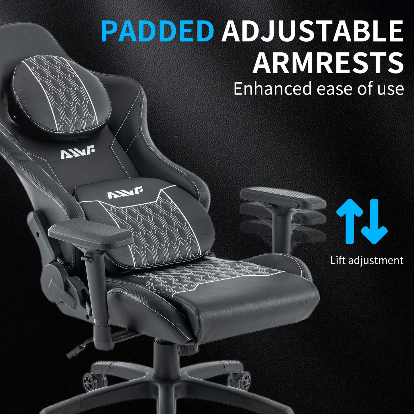 Gamingstoel – Gamestoel – Gaming Chair – Bureaustoel – Game Stoel – Ergonomisch Ontwerp – Verstelbare Rugleuning & Voetensteun – Zwart – Draagvermogen 130 kg