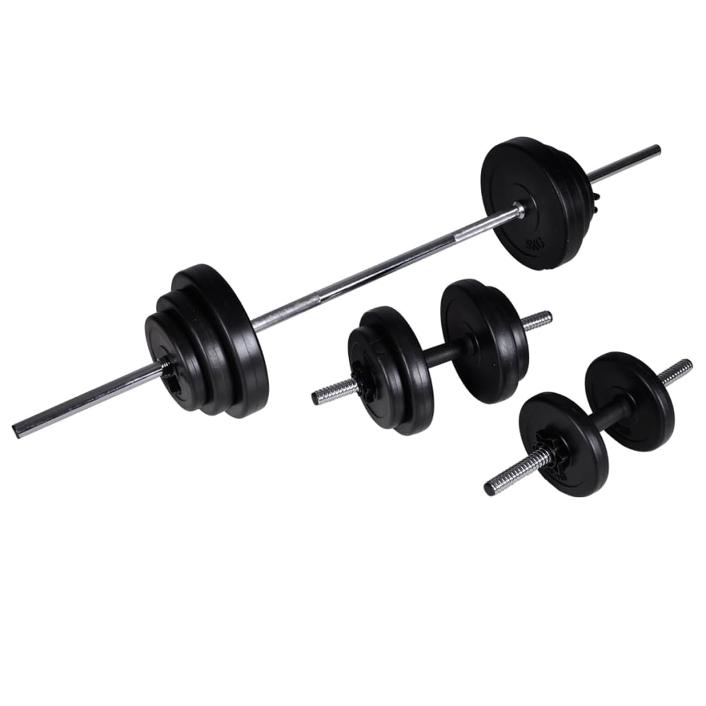 Power Tower – Krachtstation – Fitnessstation – Trainingsrek – Muurbevestiging – Compact Stalen Frame – Compleet Gewichtenset 30,5 kg – Antislip Handgrepen