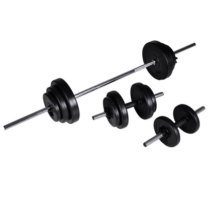 Power Tower – Krachtstation – Fitnessstation – Trainingsrek – Muurbevestiging – Compact Stalen Frame – Compleet Gewichtenset 30,5 kg – Antislip Handgrepen