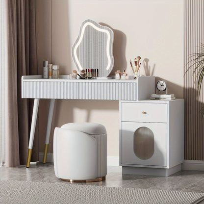 Kaptafel – Make-uptafel – Sieradentafel – Cosmeticatafel – Dressing Table – Wit Design – 3 Ruime Lades & Deur – Compact 100x75x40 cm