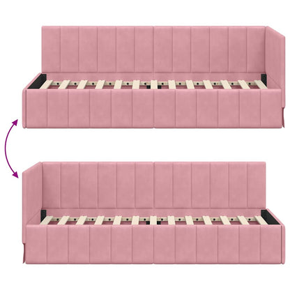 Bedframe – Bed – Eenpersoonsbed – Slaapbank – Kinderbed – Blauw Velvet Hoofdbord – Stevig Plaatmateriaal – Lattenbodem 80x200 cm