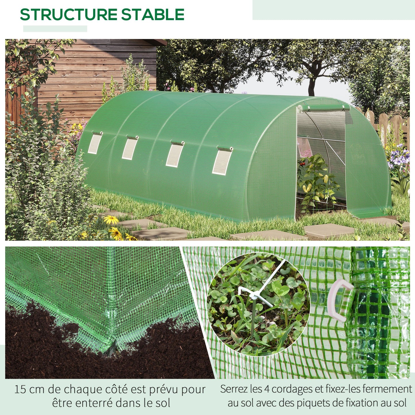 Kas – Tunnelkas – Kweekkas – Plantenkas – Tuinkas – Groot formaat 18 m² – Verzinkt Stalen Frame & UV-bestendige PE Folie