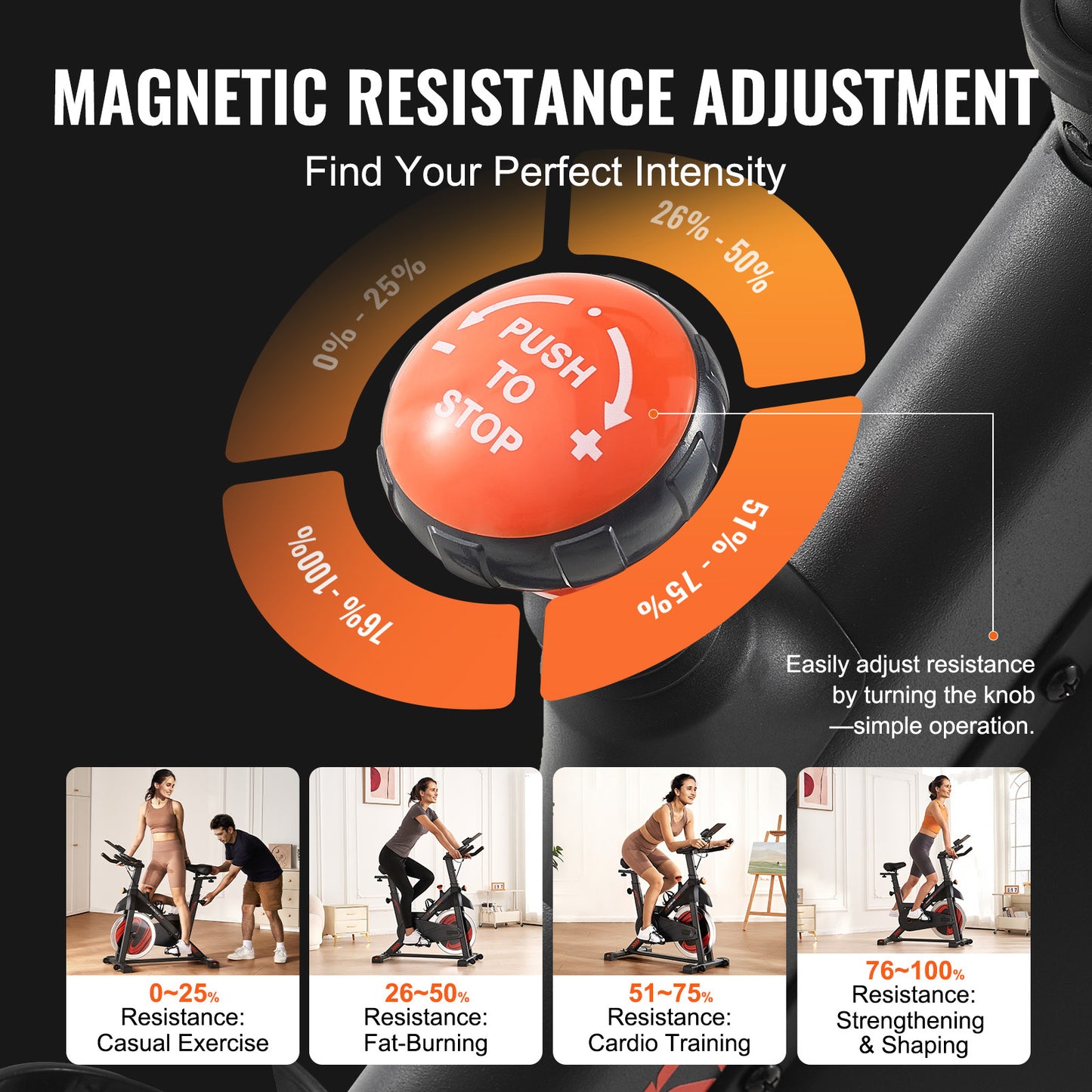 Hometrainer – Fitnessfiets – Indoor Bike – Fietsapparaat – Spinningfiets – Magnetische Weerstand – 16 kg Vliegwiel – Verstelbaar Comfortabel Zadel – Zwart Oranje