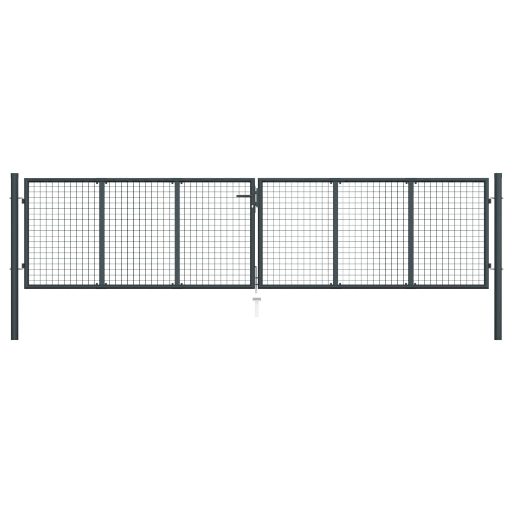 Tuinpoort – Tuinafscheiding – Tuindeur – Hek – Erfpoort – 400 x 125 cm – Gegalvaniseerd Staal – Weerbestendig Met Slot En Sleutels