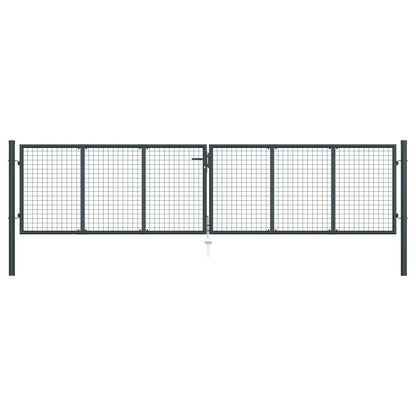 Tuinpoort – Tuinafscheiding – Tuindeur – Hek – Erfpoort – 400 x 125 cm – Gegalvaniseerd Staal – Weerbestendig Met Slot En Sleutels
