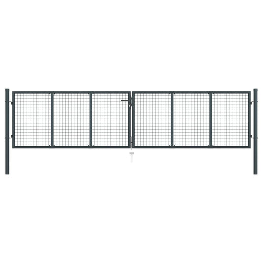 Tuinpoort – Tuinafscheiding – Tuindeur – Hek – Erfpoort – 400 x 125 cm – Gegalvaniseerd Staal – Weerbestendig Met Slot En Sleutels