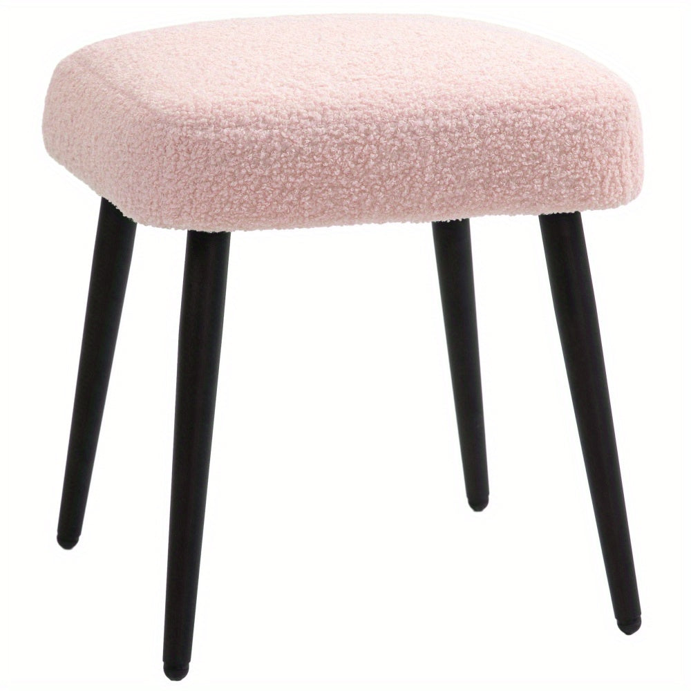 Voetenbank – Voetensteun – Poef – Krukje – Hocker – Roze Vierkant – Cashmere Look – Metalen Poten – Max 120 kg