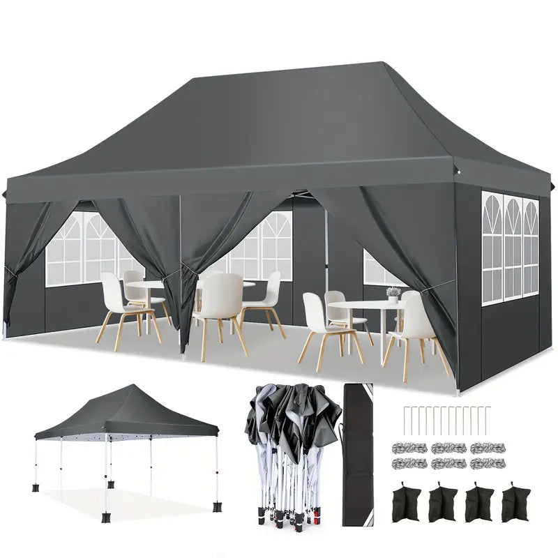 Partytent – Paviljoen – Tuintent – Feesttent – Opvouwbare Tent – 3x6 Meter – Waterdicht Met 6 Zijwanden – Pop-up Snel Op te Zetten