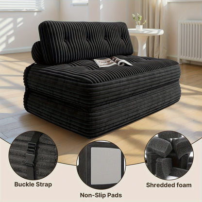 Slaapbank – Bedbank – Logeerbed – Uitklapbank – Sofa – Modern Design – Corduroy Bekleding – Zonder Montage – Diepgrijs