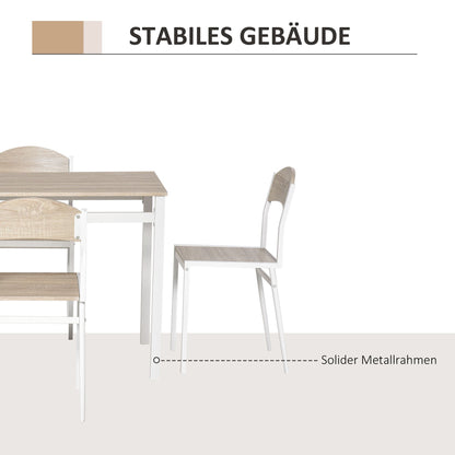 Eettafelset – Eethoek – Keukentafel – Eettafel – Stoelenset – Compact Design – Lichtgrijs en Wit