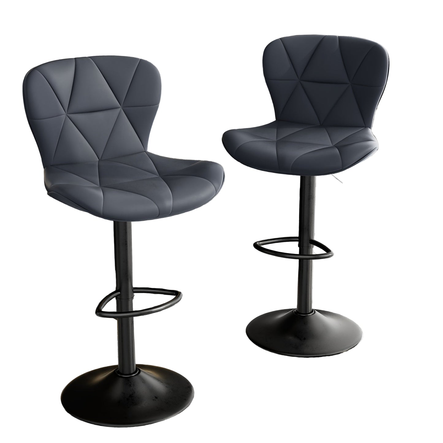 Barstoel – Barkruk – Barstoel Kruk – Barstoel Met Rugleuning – Barkrukken Set Van 2 – Verstelbare Hoogte – Draaibaar Met PU Leder Bekleding