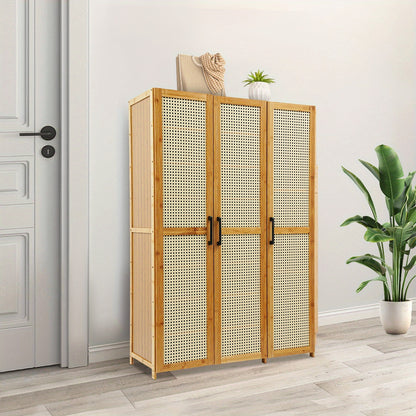 Schoenenkast Modern – Schoenopberger – Schoenrek – Schoenmeubel – Schoenhouder – Houten Kleur Variant – 3 Deuren Met 9 Planken – Ruimtebesparend & Draagkracht 20 kg Per Plank