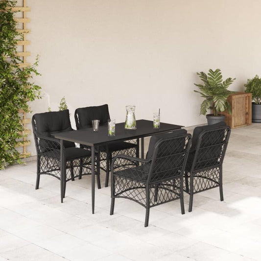 Tuinset – Tuinmeubel – Terrasmeubilair – Buitenmeubilair – Loungeset – Zwart Poly Rattan – Weerbestendig & Comfortabel – Moderne Strakke Design