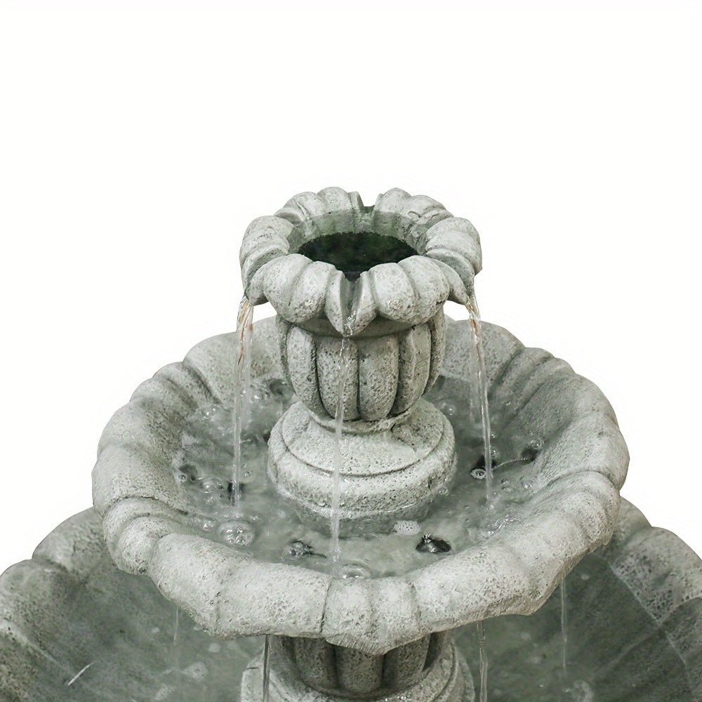 Tuinfontein – Waterval Fontein – Buitenfontein – Waterornament – Tuindecoratie – Vezelversterkt Beton – Ø67 cm Hoog – Inclusief Dompelpomp