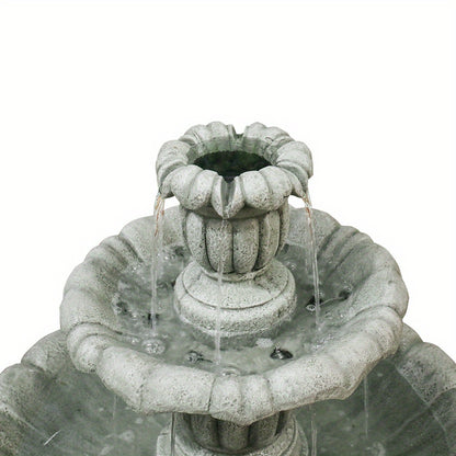 Tuinfontein – Waterval Fontein – Buitenfontein – Waterornament – Tuindecoratie – Vezelversterkt Beton – Ø67 cm Hoog – Inclusief Dompelpomp