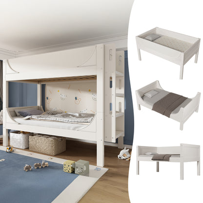 Hoogslaper – Stapelbed – Kinderbed – Eenpersoonsbed – Mezzaninebed – Wit – 90x200 cm – Stevige Metalen Constructie – Ruimtebesparend & Multifunctioneel