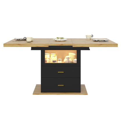 Dining table, extendable dining table, 110 x 80 x 75cm, suitable for use in dining rooms, kitchens or patios, extends to 140cm, accommodates up to 6 people.