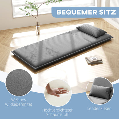 Bedbank – Slaapbank – Slaapstoel – Zitbank – VloersoFa – 3-in-1 Multifunctioneel – Verstelbare Rugleuning – Belastbaar Tot 150 Kg – Donkergrijs