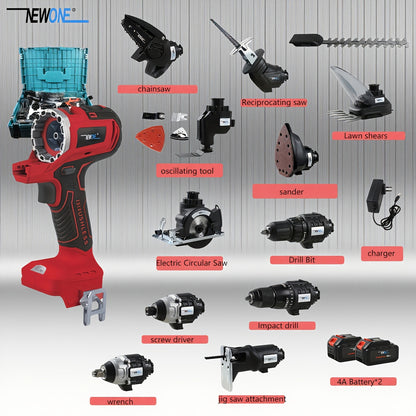 Multigereedschap – Multitool – Accugereedschap – Combinatietool – Multifunctioneel – 18V Brushless Motor – 12-in-1 Met 12 Accessoires