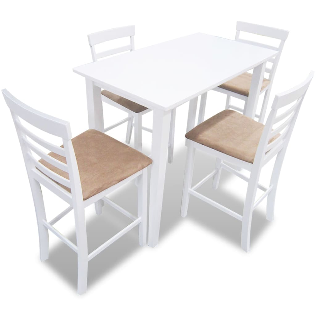 Eetkamerset – Barkrukset – Keukentafelset – Bistroset – Barset – Wit – Houten fineer tafelblad – Comfortabele gestoffeerde barkrukken