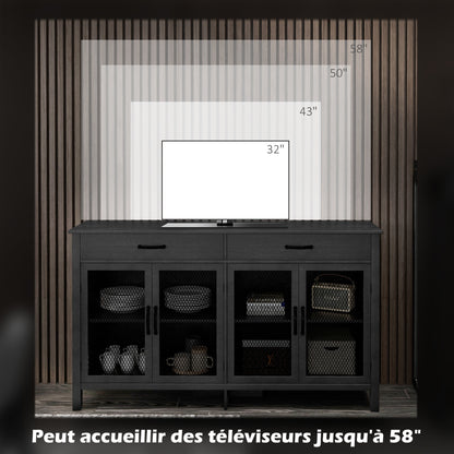 Lage Opbergkast – Dressoir – Tv-Meubel – Sideboard – Kast – Industrieel Design – Verstelbare Plank – Melamine Spaanplaat Zwart