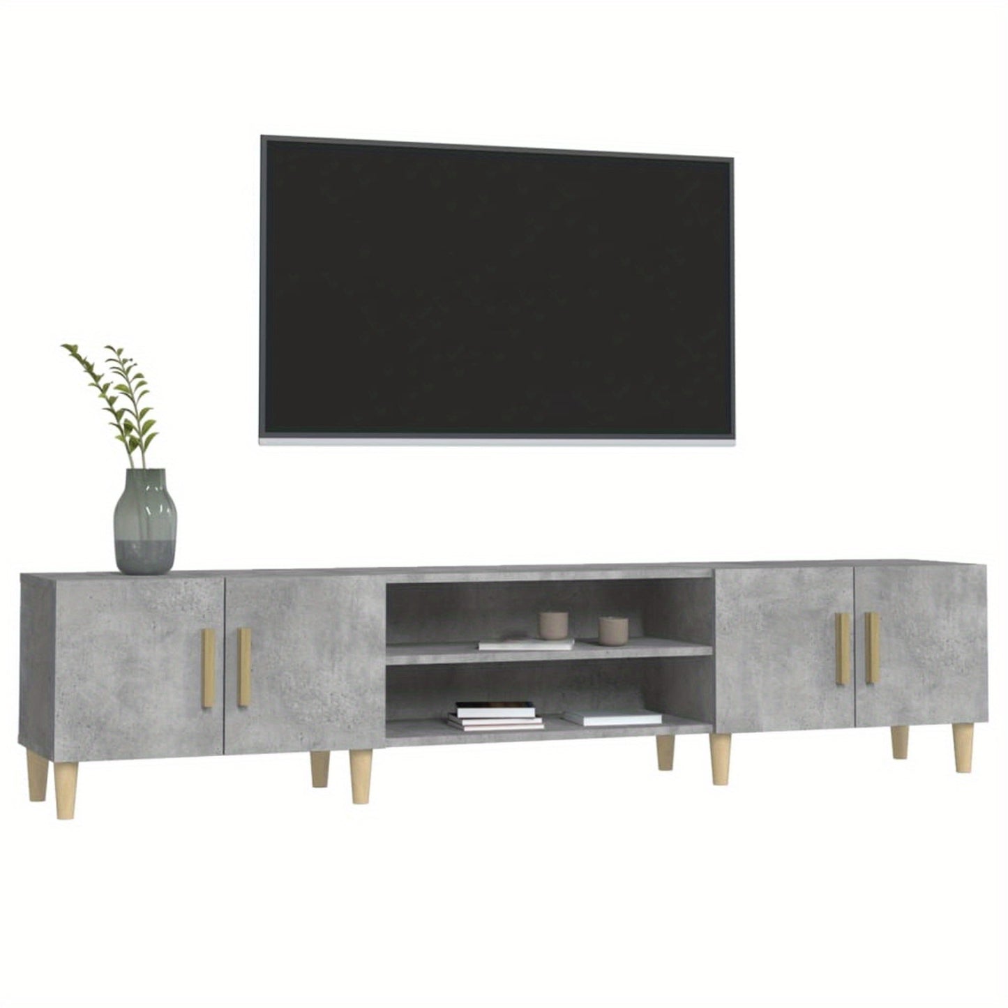 tv-meubel – tv-kast – media meubel – entertainment meubel – dressoir – Betonlook Design – 180 cm Breedte – Hoogwaardig Engineered Wood