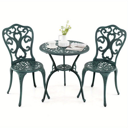 Bistroset – Tuinset – Balkonset – Bistrotafel – Buitenmeubel – Weerbestendig Gegoten Aluminium – Inclusief Parasolhouders