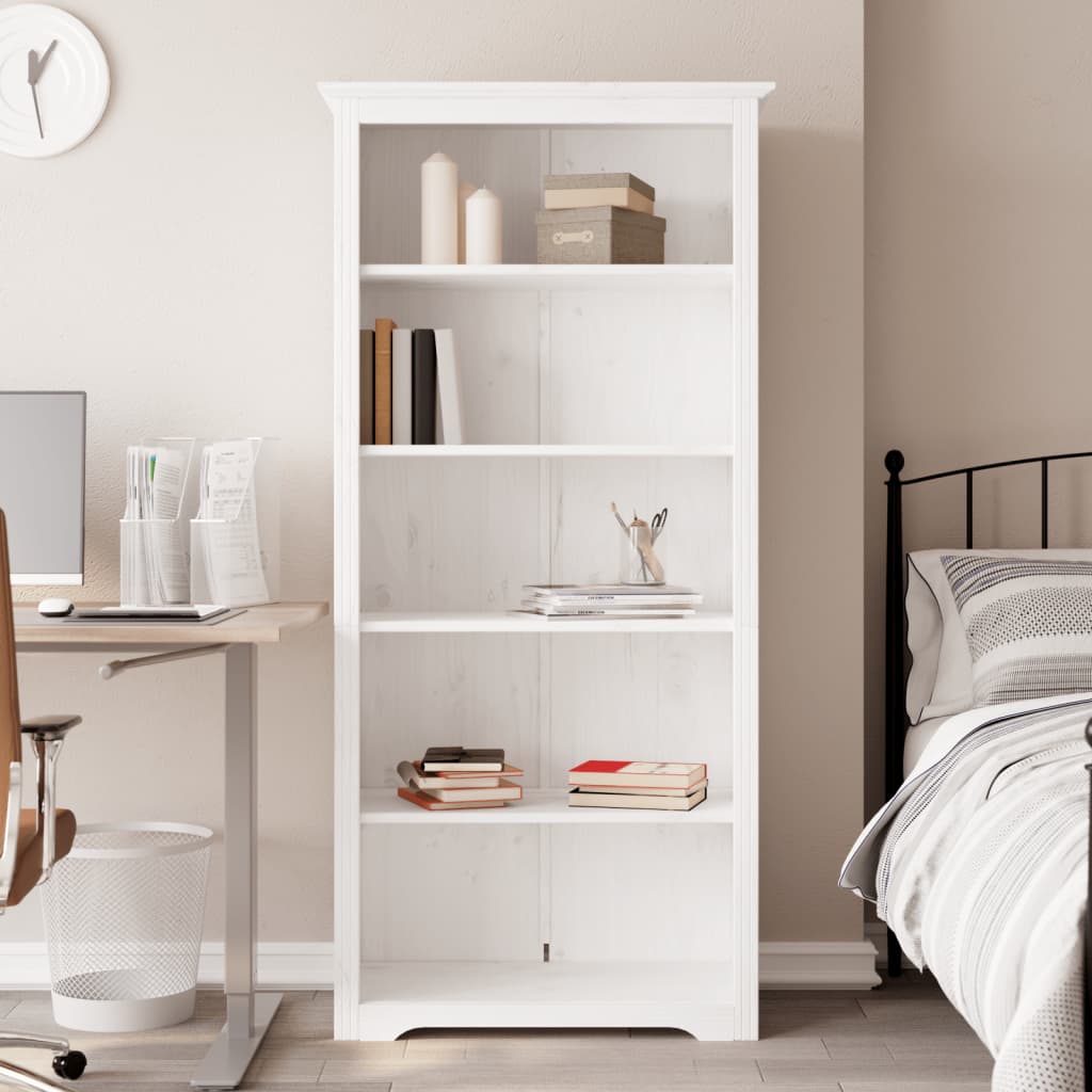 Boekenkast – Boekenkasten – Boekenplank – Opbergkast – Wandkast – Massief Hout – 5 Ruime Planken – Wit Gelakt – Compact Design