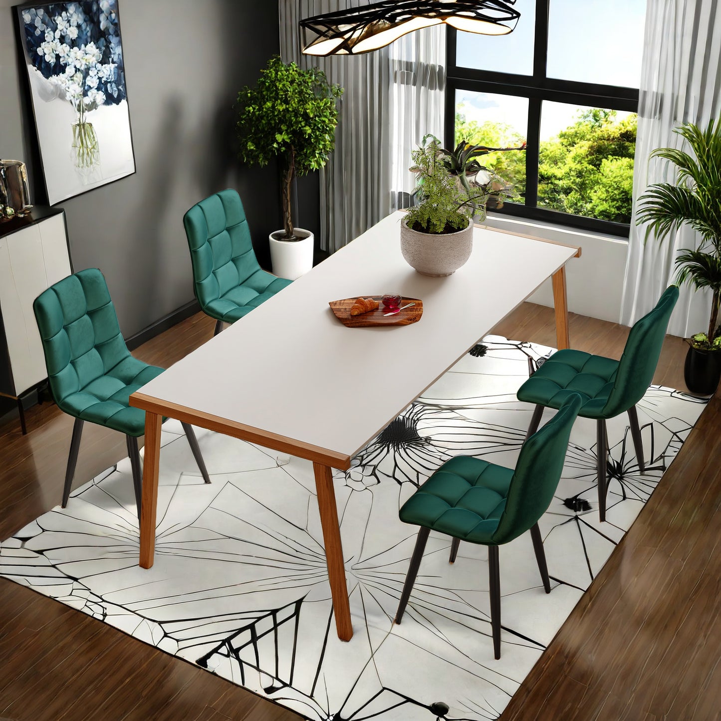 Eetkamerstoelen – Stoelen – Kuipstoelen – Keukenstoelen – Woonkamerstoelen – Velvet Bekleding – Metalen Poten – 44 cm Zitting – Puntig Design