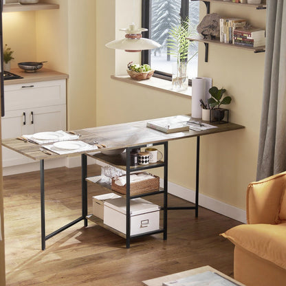 Uitschuifbare Tafel – Opklapbare Eettafel – Uitklapbare Tafel – Opbergtafel – Compacte Keukentafel – 180x60 cm – MDF Hout