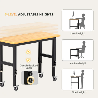 Werkbank – Werktafel – Montagebank – Werkbank Met Wieltjes – Verstelbare Werkbank – Verstelbare Hoogte 85-105 Cm – Draagkracht 900 Kg