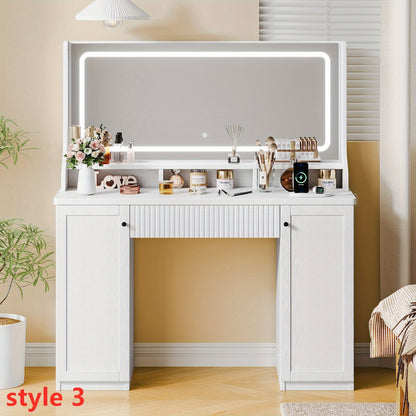 Make-up tafel – Kaptafel – Cosmeticatafel – Make-up bureau – Dressing table – Duurzaam hardhout en glas – Ruime opbergruimte met lades en verstelbare planken