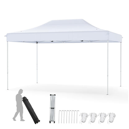 Pop-up Pavilion – Tent – Partytent – Tuinpaviljoen – Opvouwbare Overkapping – 3 x 4,5 Meter – Waterafstotend Oxford Polyester – Verstelbare Hoogte met Draagtas en Wieltjes – Wit