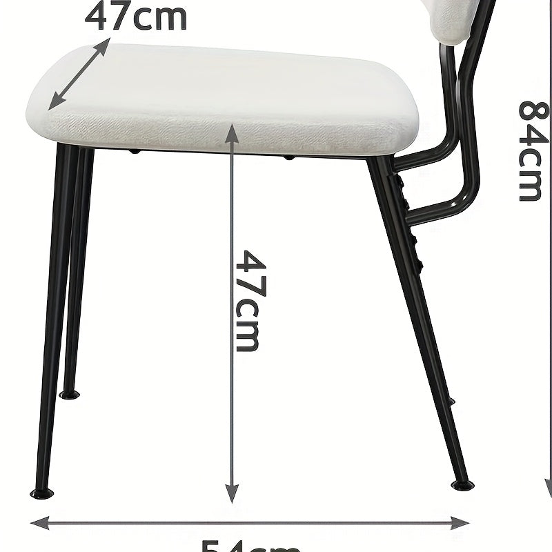 Set van 2 Sherpa Eetkamerstoelen – Witte Stoelen met Metalen Poten – Ergonomisch, Stijlvol en Comfortabel voor Keuken, Woonkamer of Eetkamer