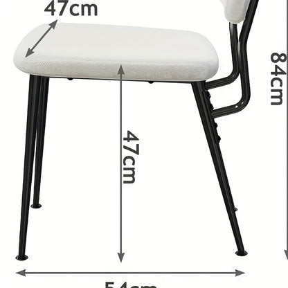 Set van 2 Sherpa Eetkamerstoelen – Witte Stoelen met Metalen Poten – Ergonomisch, Stijlvol en Comfortabel voor Keuken, Woonkamer of Eetkamer
