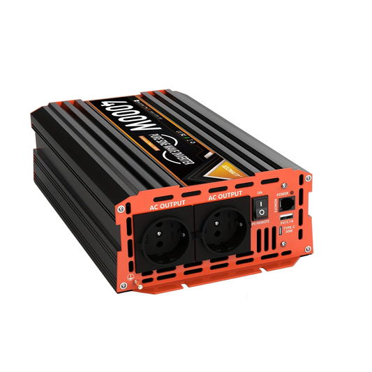 Spanningsomvormer – Omvormer – Stroomomzetter – Inverter – DC naar AC Omvormer – 4000W Piekvermogen – Pure Sinusgolf Met LCD-Display & Afstandsbediening