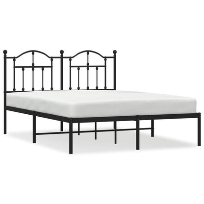 Bedframe – Stalen Bedframe – Metaal Bed – Slaapbank – Bedonderstel – Zwart Hoofdeinde – 140x190 cm – Stevig Metalen Frame