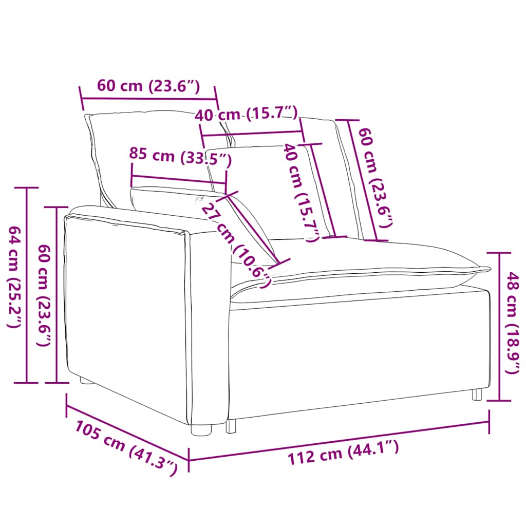 Modulaire Bank – Modulair Sofa – Hoekbank – Zitbank – Loungebank – Lichtgrijs – Corduroy Polyester – Stevig Metalen Frame