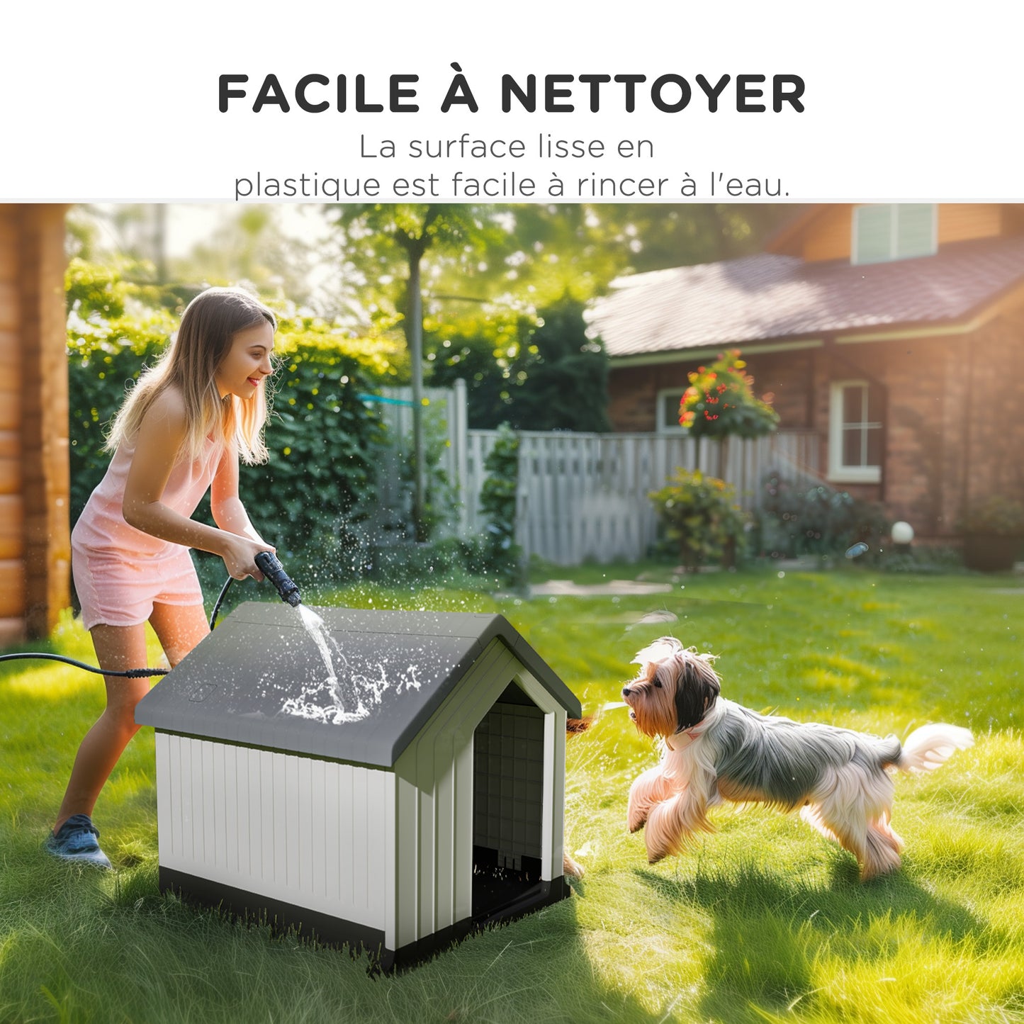 Hondenhok – Hondenkennel – Hondenhuis – Hondenbench – Buitenkennel – Waterdicht Kunststof – Compact 62x61x60 cm – Ventilatieraampje