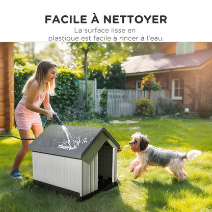 Hondenhok – Hondenkennel – Hondenhuis – Hondenbench – Buitenkennel – Waterdicht Kunststof – Compact 62x61x60 cm – Ventilatieraampje