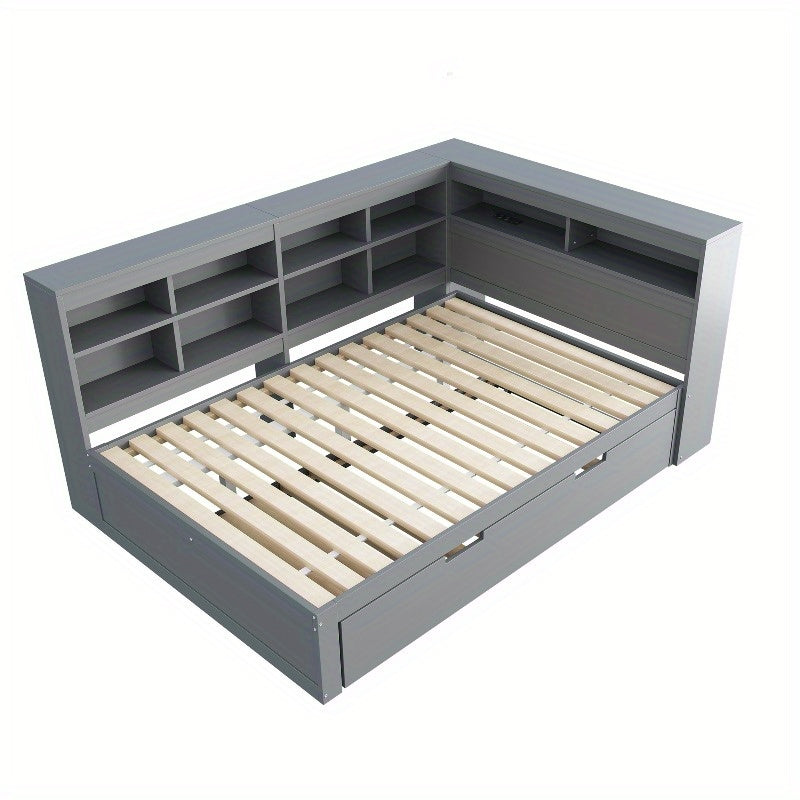 Uitschuifbare Bankbed – Slaapbank – Bedbank – Slaapbank Met Opbergruimte – Zithoek Met Sleeper – Dubbel Bed 140x200cm – Modern Grijs – Ruimtebesparend