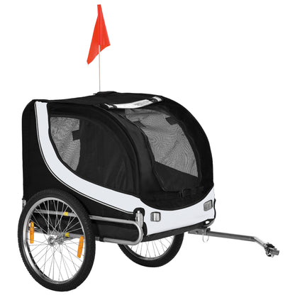 Fietskar voor Honden – Hondentrailer – Hondenwagen – Fietsaanhanger – Huisdierkar – Veiligheidssysteem met Reflectoren – Weerbestendige Beschermhoes – Wit