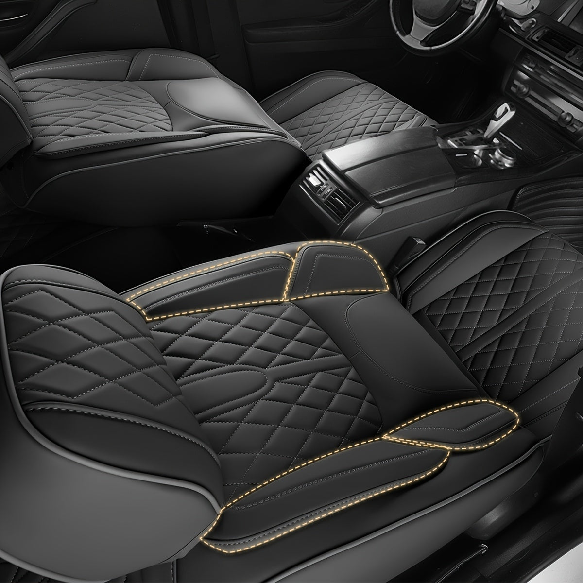 Leather Car Seat Covers Full Set Universal, Fit for Peugeot 208, 2008, 308, 3008, 508, 5008, 206, 307, Adjustable Front Seats And Back, Automotive 5 Seat Covers All Season, Car Seat Protectors Airbag Compatible, Vehicle Inter