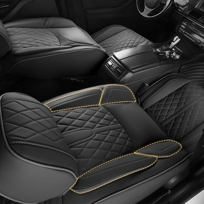 Leather Car Seat Covers Full Set Universal, Fit for Peugeot 208, 2008, 308, 3008, 508, 5008, 206, 307, Adjustable Front Seats And Back, Automotive 5 Seat Covers All Season, Car Seat Protectors Airbag Compatible, Vehicle Inter