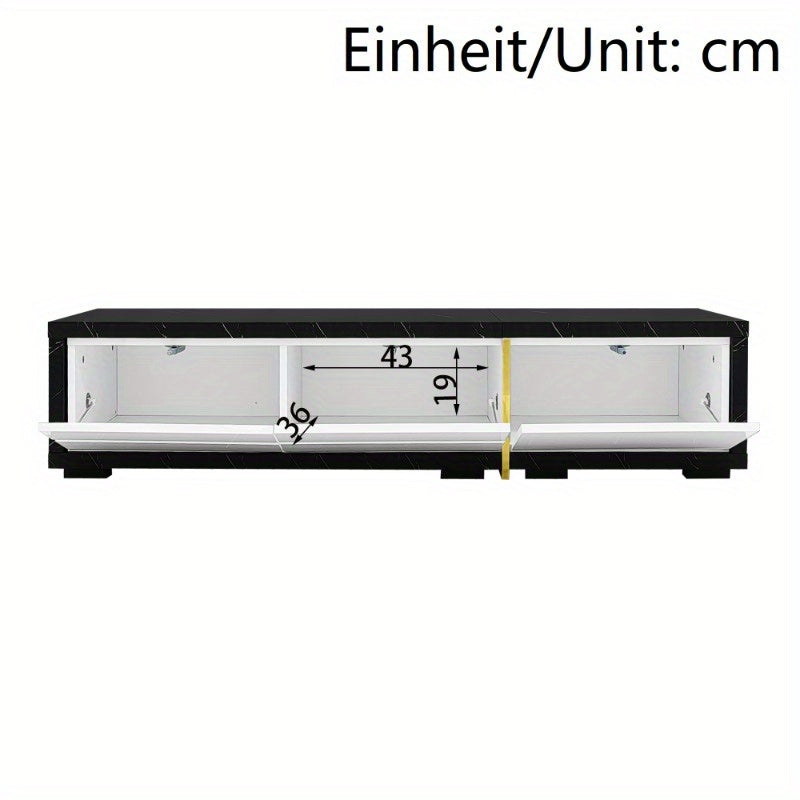 Moderne TV Meubel – TV Kast – TV Dressoir – Mediameubel – TV Schap – Verstelbare Lengte 140-260 cm – Zwart Marmer Look Met Gouden Accenten