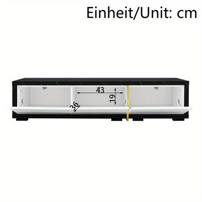Moderne TV Meubel – TV Kast – TV Dressoir – Mediameubel – TV Schap – Verstelbare Lengte 140-260 cm – Zwart Marmer Look Met Gouden Accenten
