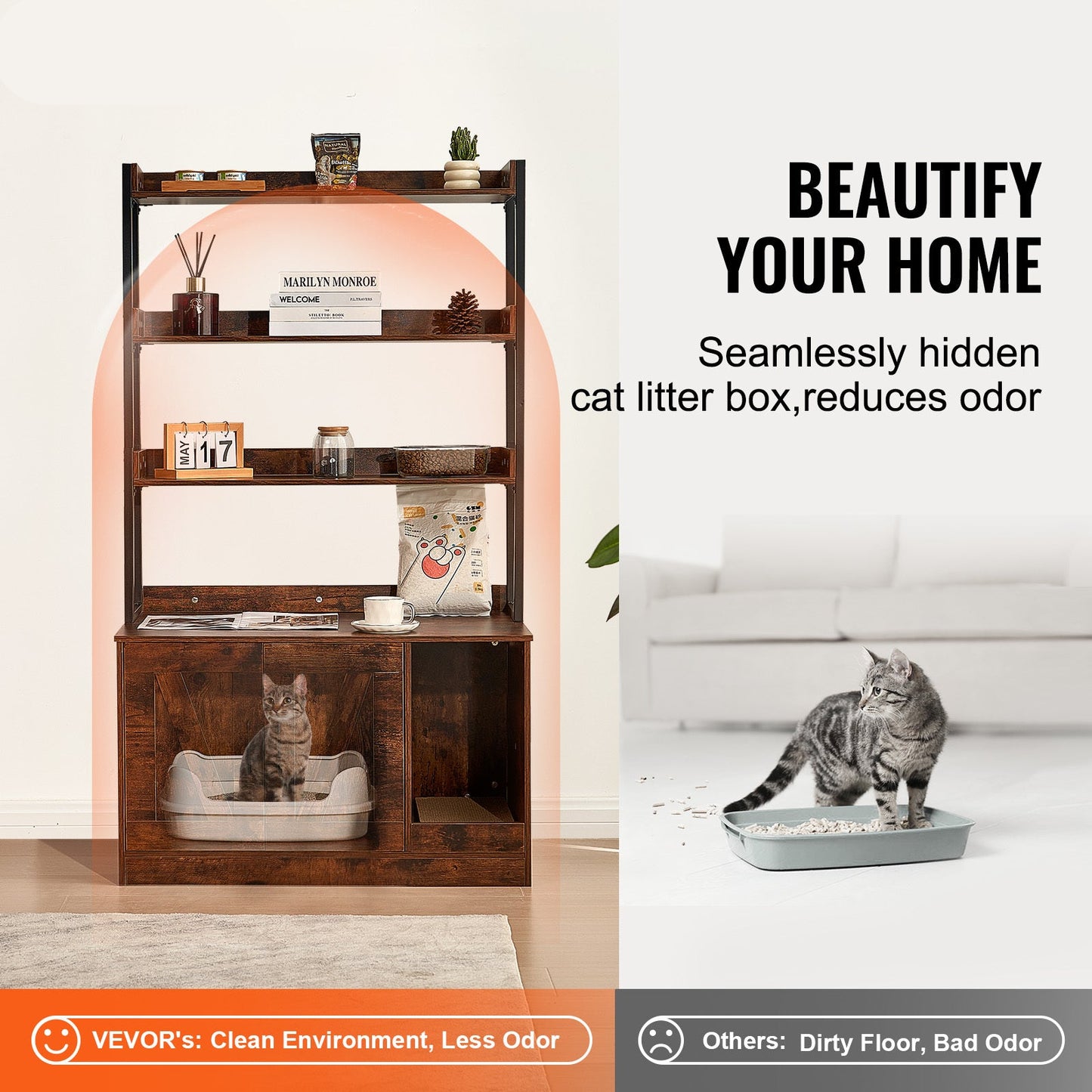 kattenbakhuisje – kattenbakmeubel – kattenbakkast – kattenbakombouw – kattenbakverbergkast – verborgen kattenbakruimte – duurzaam MDF met metalen frame